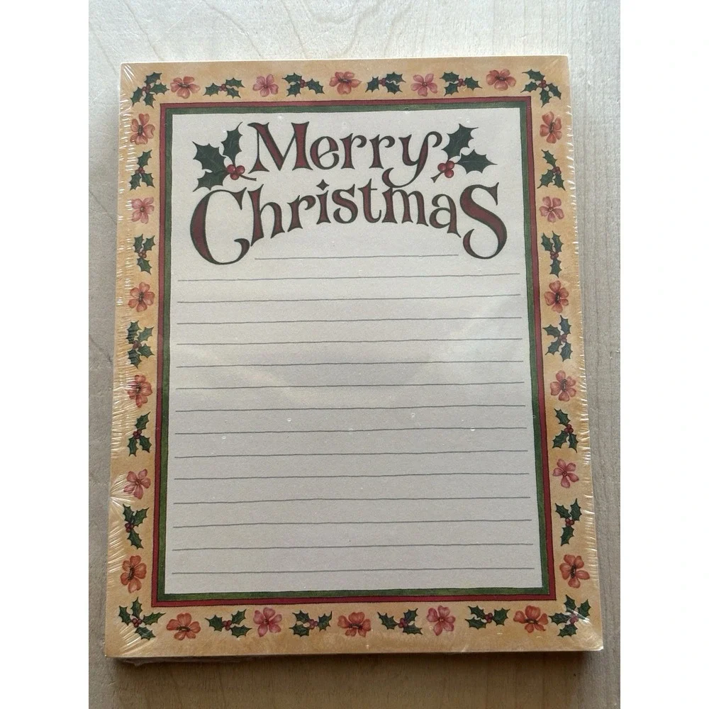 Vtg Main St Press Christmas Note Pad LOT of 2 NIP Baldwin Stouffer Snowmen Holly